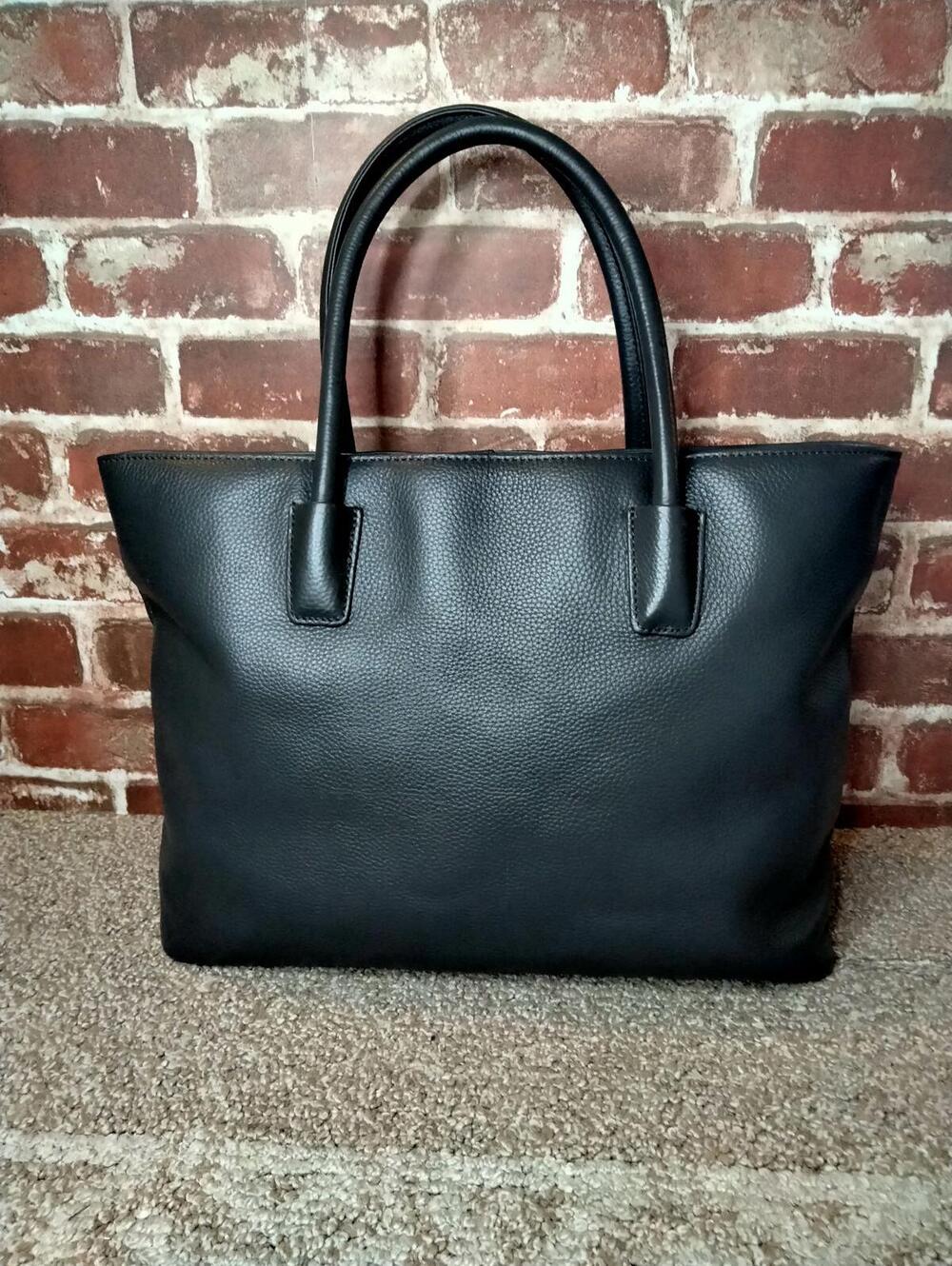 Onna Ehrlich Black Pebbled Leather Large Tote Shoulder Handbag